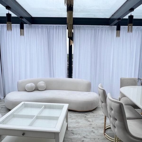 Dichter Gardinen Feine Seidenähnliche 100% Opak Weiß/Elfenbein – mit Kräuselband (1 Stück)