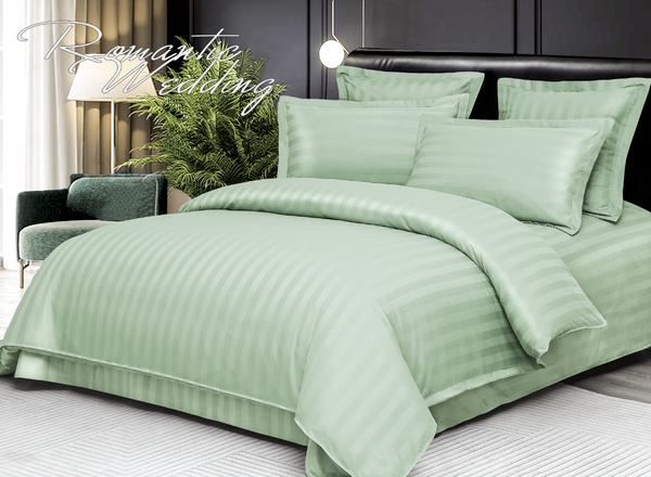 6-teiliges Hotel-Bettwäsche-Set aus fein gewebter Baumwolle, doppelt Mintgrün
