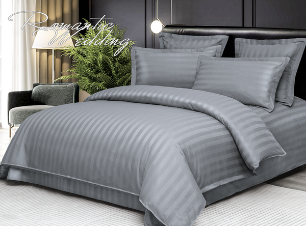 6-teiliges Hotel-Bettwäsche-Set aus fein gewebter Baumwolle, doppelt Grau