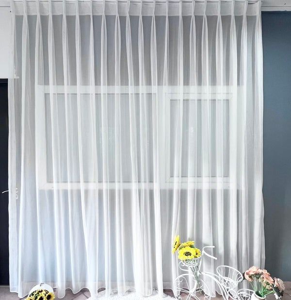 Maschenvorhang BAGAN Weiß - mit Kräuselband (1 Stück)