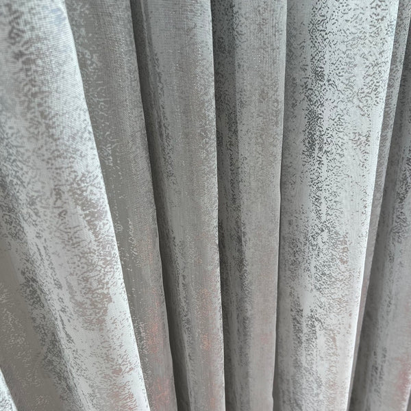 Gardine Natural mit Silber Druck – mit Kräuselband (1 Stück)