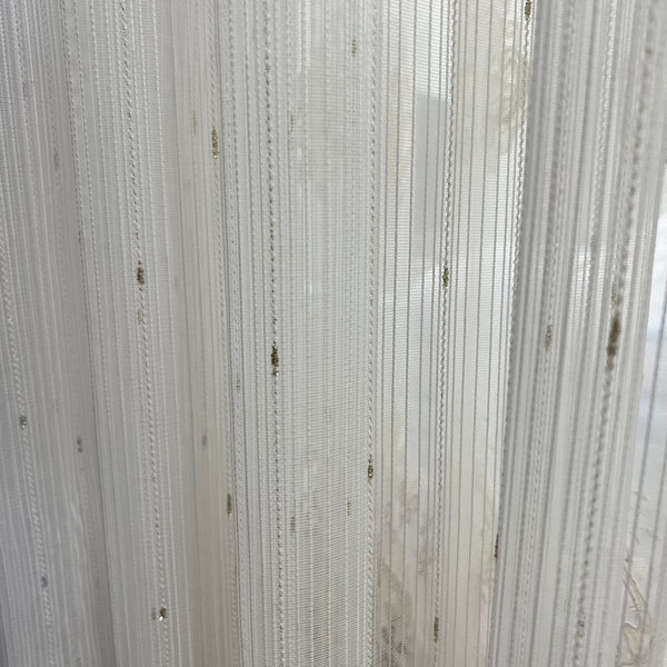 Gardinen mit Naturstoff Weiß mit Goldenen Pailletten – mit Kräuselband (1 Stück)