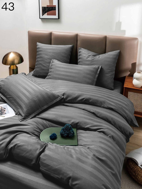 6-teiliges Hotel-Bettwäsche-Set aus fein gewebter Baumwolle, doppelt Dunkelgrau