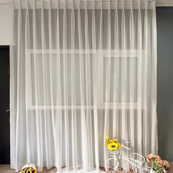 Maschenvorhang BAGAN Creme - mit Kräuselband (1 Stück)