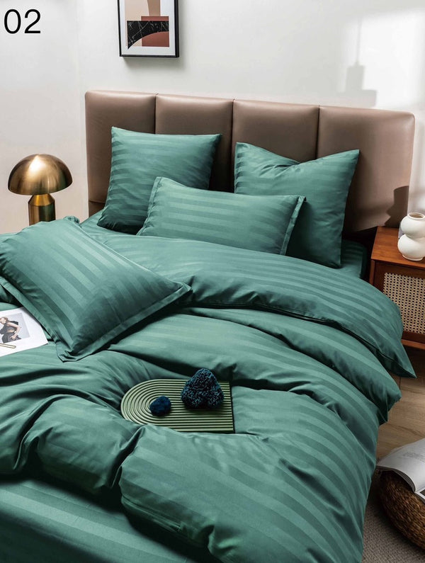 6-teiliges Hotel-Bettwäsche-Set aus fein gewebter Baumwolle, doppelt grün