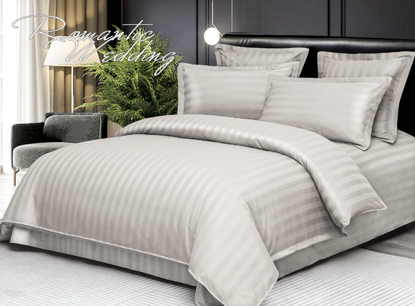 6-teiliges Hotel-Bettwäsche-Set aus fein gewebter Baumwolle, doppelt Creme