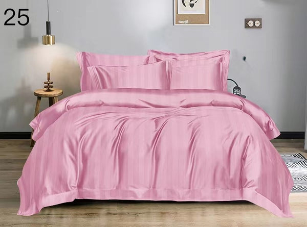 6-teiliges Hotel-Bettwäsche-Set aus fein gewebter Baumwolle, doppelt Rosa
