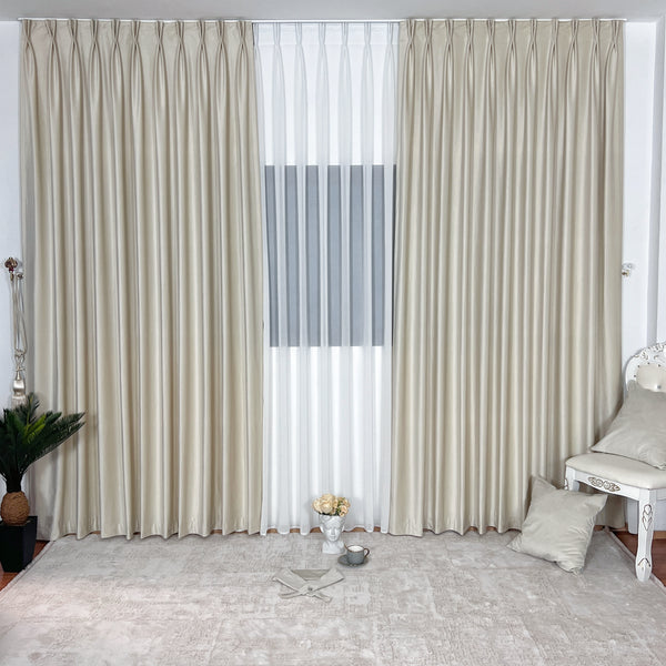 Samt Vorhang 70% halbdeckend Elfenbein – mit Kräuselband (1 Stück)