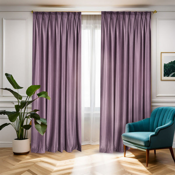 Samt Vorhang 70% halbdeckend Lavendel – mit Kräuselband (1 Stück)