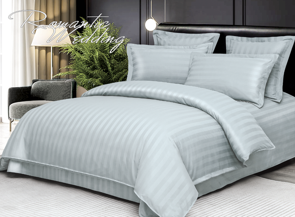 6-teiliges Hotel-Bettwäsche-Set aus fein gewebter Baumwolle, doppelt Hellblau