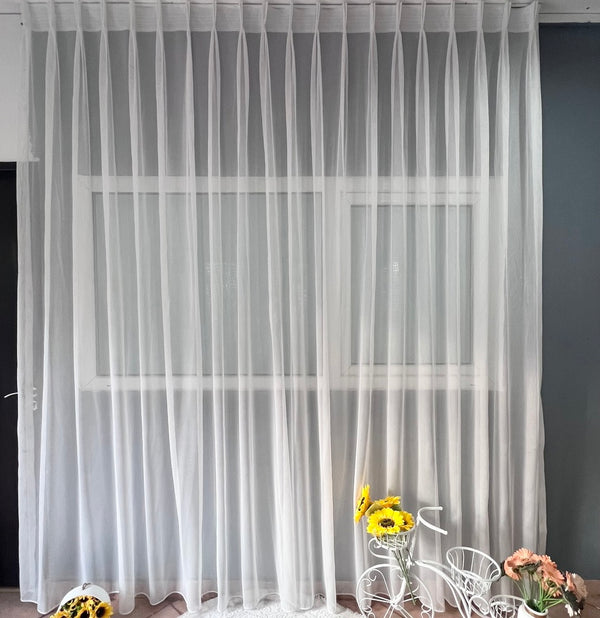 Maschenvorhang BAGAN Elfenbein - mit Kräuselband (1 Stück)