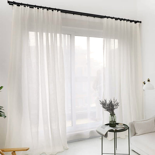 Seidige Crepe-Gardine Prämie Elfenbein – mit Kräuselband (1 Stück)