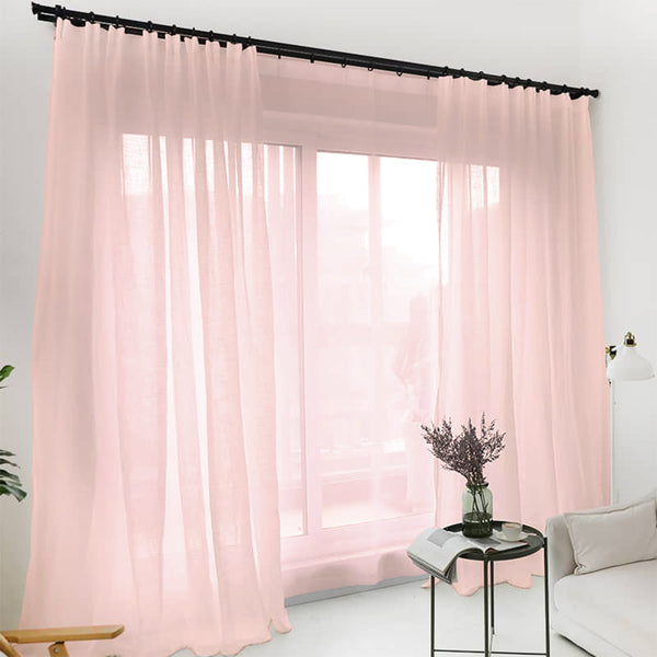 Seidiger Schleiervorhang Rosa – mit Kräuselband (1 Stück)