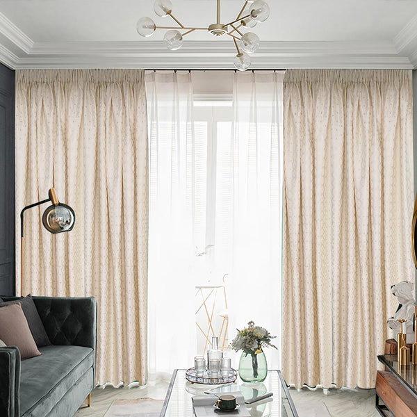 Edel Vorhang mit grafischem/geometrischem Creme – mit Kräuselband (1 Stück)