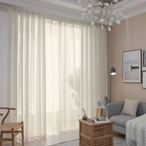 Leinen Gardine KETEN Creme – mit Kräuselband (1 Stück)