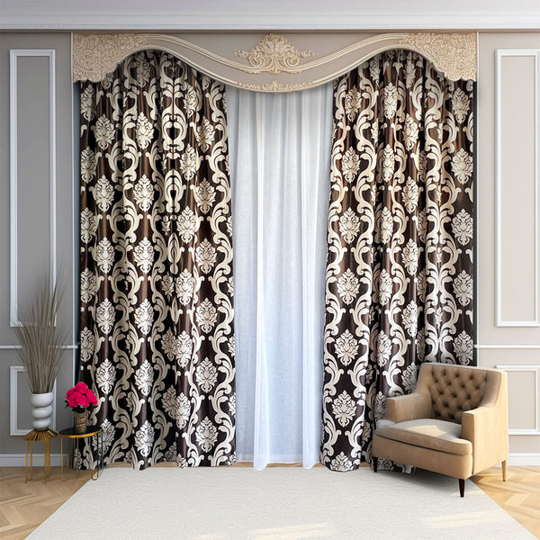 Taft-Satin-Vorhang Creme-Braun 70 % Verdunkelung – mit Kräuselband (1 Stück)