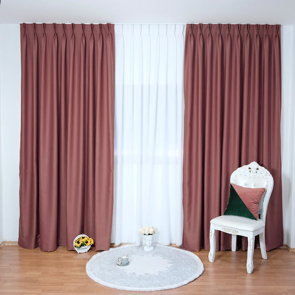 Dicke Stoff Vorhang 99% Verdunkelung Altrosa – mit Kräuselband (1 Stück)