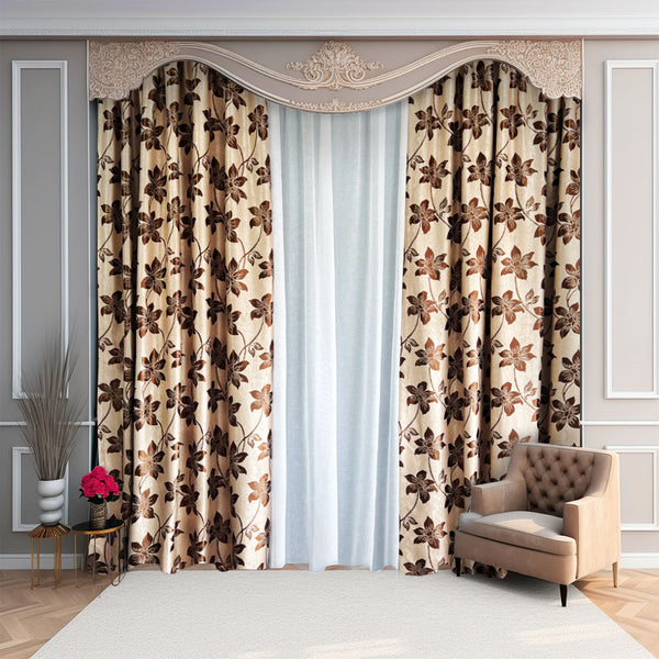 Taft-Satin-Vorhang Beige-Braun 70 % Verdunkelung – mit Kräuselband (1 Stück)