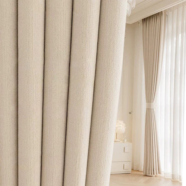 Vorhang Creamy Velvet 90% Verdunkelung Creme – mit Kräuselband (1 Stück)