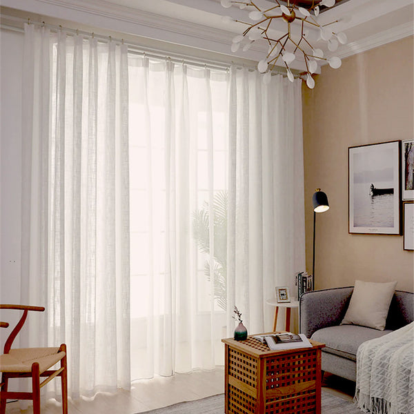 Leinen Gardine KETEN  Elfenbein – mit Kräuselband (1 Stück)