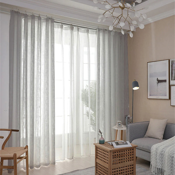 Leinen Gardine KETEN  Grau – mit Kräuselband (1 Stück)