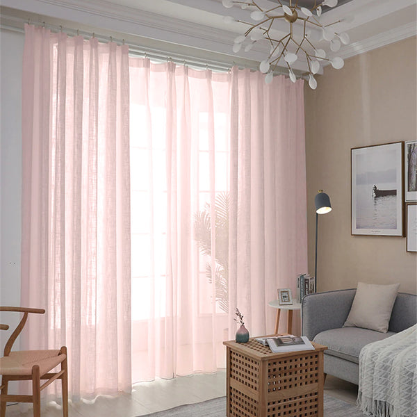 Leinen Gardine KETEN Blassrosa – mit Kräuselband (1 Stück)