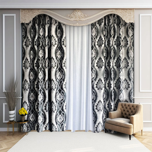 Taft-Satin-Vorhang Grau 70 % Verdunkelung – mit Kräuselband (1 Stück)