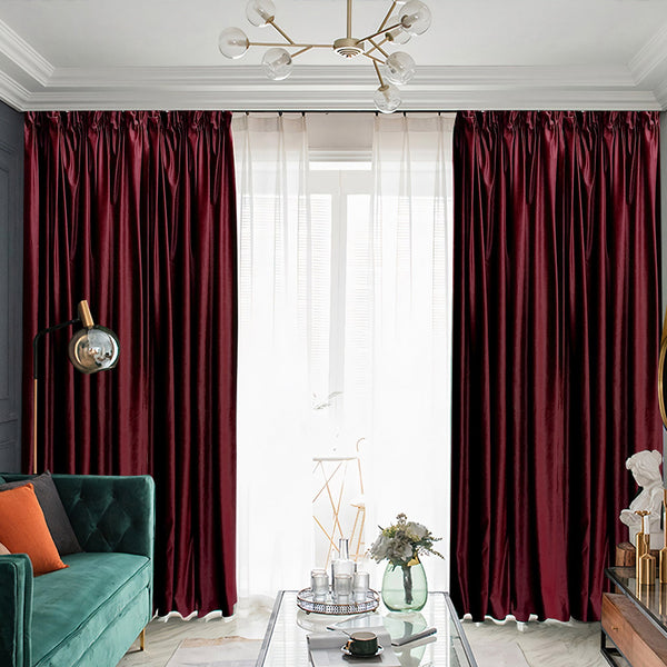 Samt Vorhang 80% Verdunkelung Dunkelrot – mit Kräuselband (1 Stück)