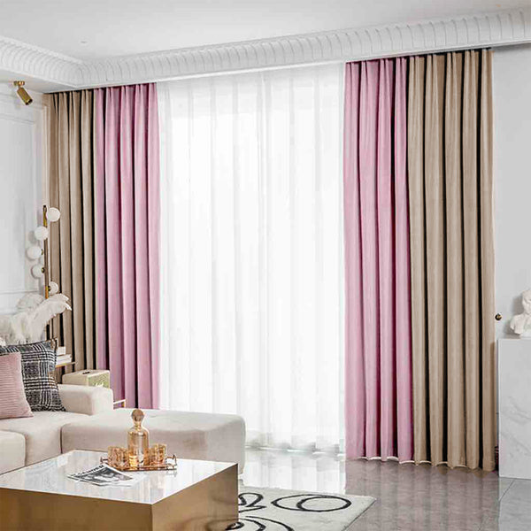 Duo-Samtvorhang – 80 % Lichtschutz, Rosa-Beige – mit Kräuselband (1 Stück)