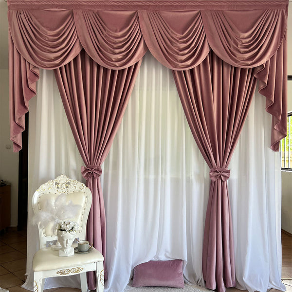 Plissee-Set + 2 Sublim-Samtvorhänge