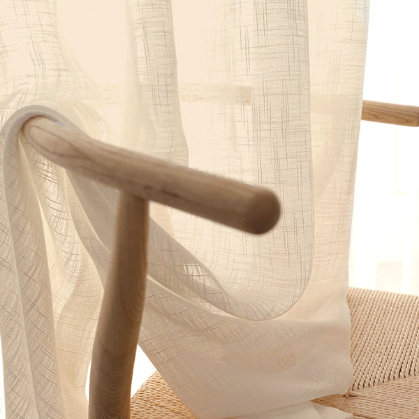 Leinen Gardine KETEN Beige – mit Kräuselband (1 Stück)