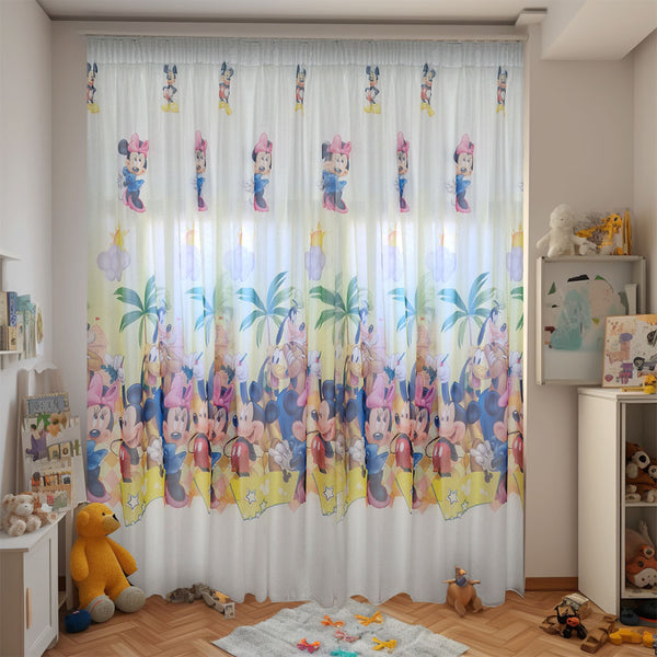 Vorhänge Kinderzimmer mit Tierdrucke Weiß – mit Kräuselband (1 Stück)