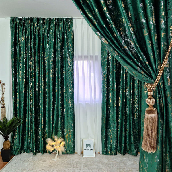 Luxuriöser Samtvorhäng ALPIN Grün – mit Kräuselband (1 Stück)