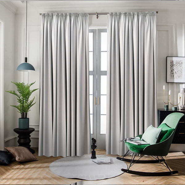 Hochwertiger Vorhang Samt 90% Verdunkelung Hellgrau – mit Kräuselband (1 Stück)