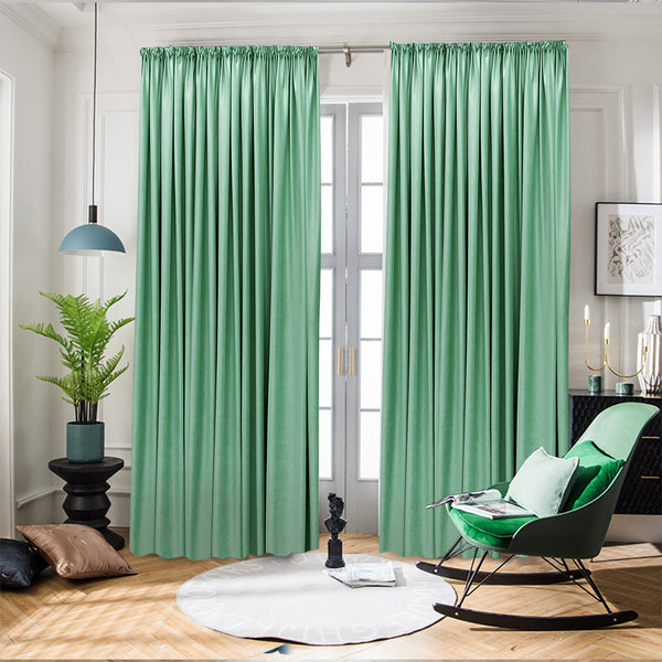Hochwertiger Vorhang Samt 90% Verdunkelung Mintgrün – mit Kräuselband (1 Stück)
