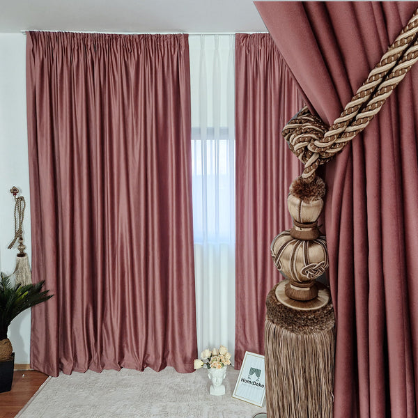Samt Vorhang 80% Verdunkelung Rose – mit Kräuselband (1 Stück)