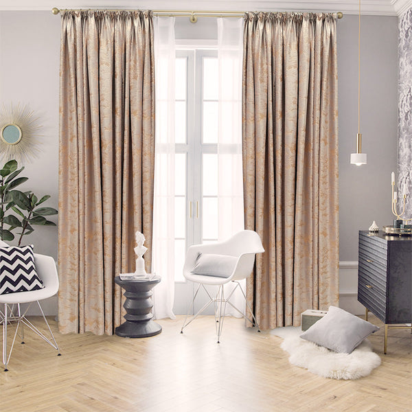 Luxuriöser Samtvorhäng GANJ 80% Verdunkelung Beige – mit Kräuselband (1 Stück)