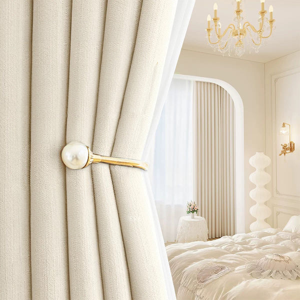 Vorhang Creamy Velvet 90% Verdunkelung Elfenbein – mit Kräuselband (1 Stück)