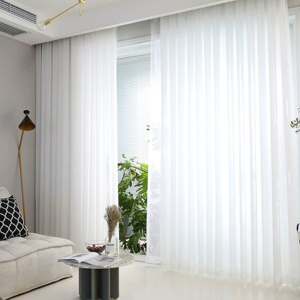 Seidige Crepe-Gardine Prämie Weiß – mit Kräuselband (1 Stück)