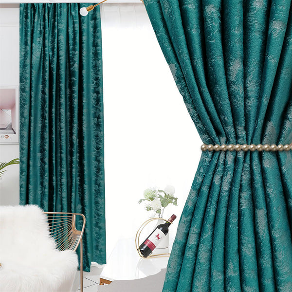 Luxuriöser Samtvorhäng GANJ 80% Verdunkelung Türkis – mit Kräuselband (1 Stück)