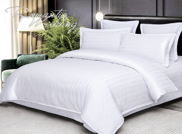 6-teiliges Hotel-Bettwäsche-Set aus fein gewebter Baumwolle, doppelt Weiß