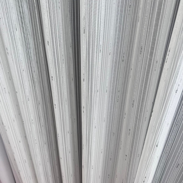 Gardinen mit Naturstoff Weiß mit Silbernen Pailletten – mit Kräuselband (1 Stück)