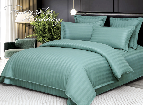 6-teiliges Hotel-Bettwäsche-Set aus fein gewebter Baumwolle, doppelt Grün