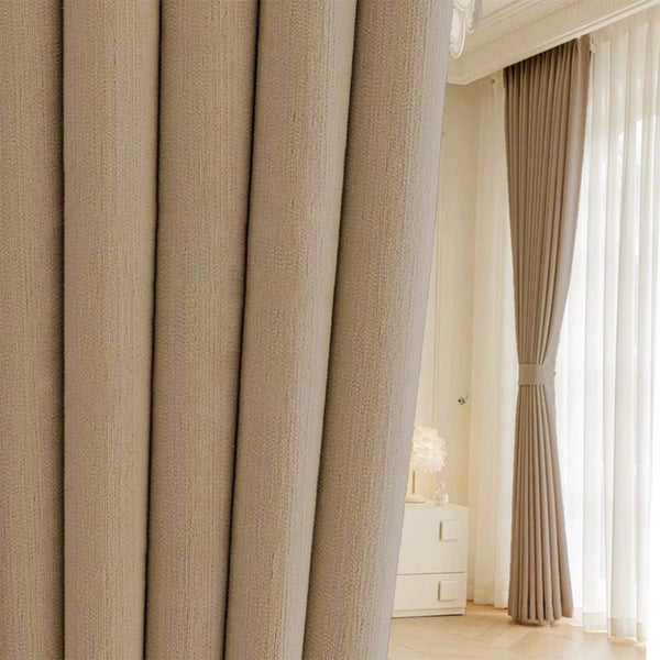 Vorhang Creamy Velvet 90% Verdunkelung Beige – mit Kräuselband (1 Stück)