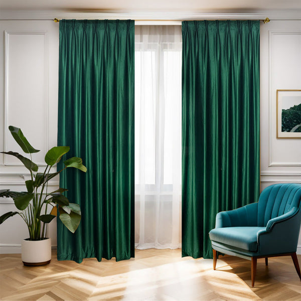 Samt Vorhang 80 % Verdunkelung Grün – mit Kräuselband (1 Stück)