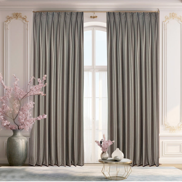 Samt Vorhang 70% halbdeckend Creme – mit Kräuselband (1 Stück)