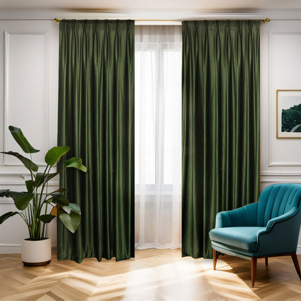 Samt Vorhang 70% halbdeckend Khaki – mit Kräuselband (1 Stück)
