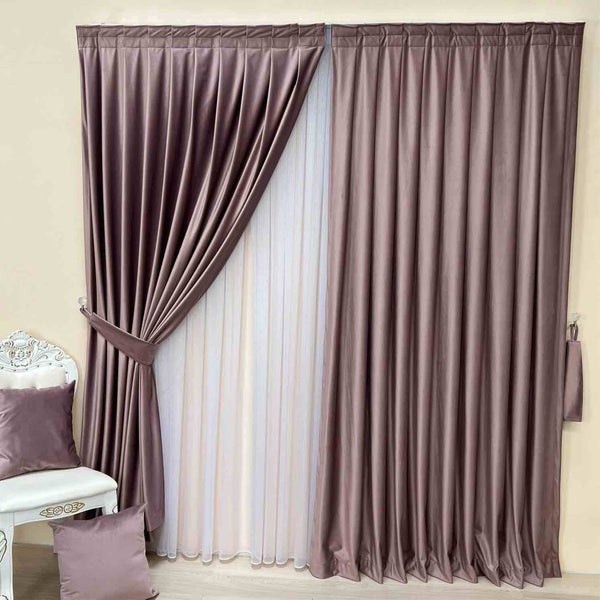 Samt Vorhang 80% Verdunkelung Altrosa – mit Kräuselband (1 Stück)