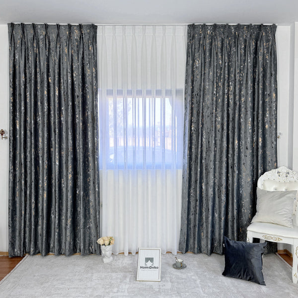 Luxuriöser Samtvorhäng ALPIN Grau – mit Kräuselband (1 Stück)