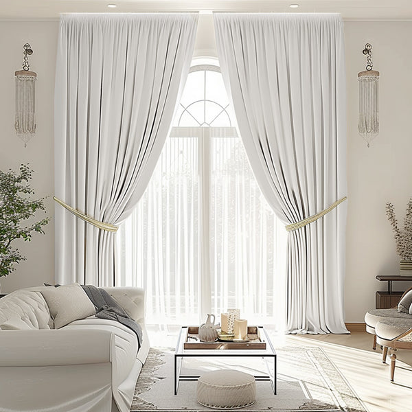 Samt Vorhang 70% halbdeckend Weiß – mit Kräuselband (1 Stück)